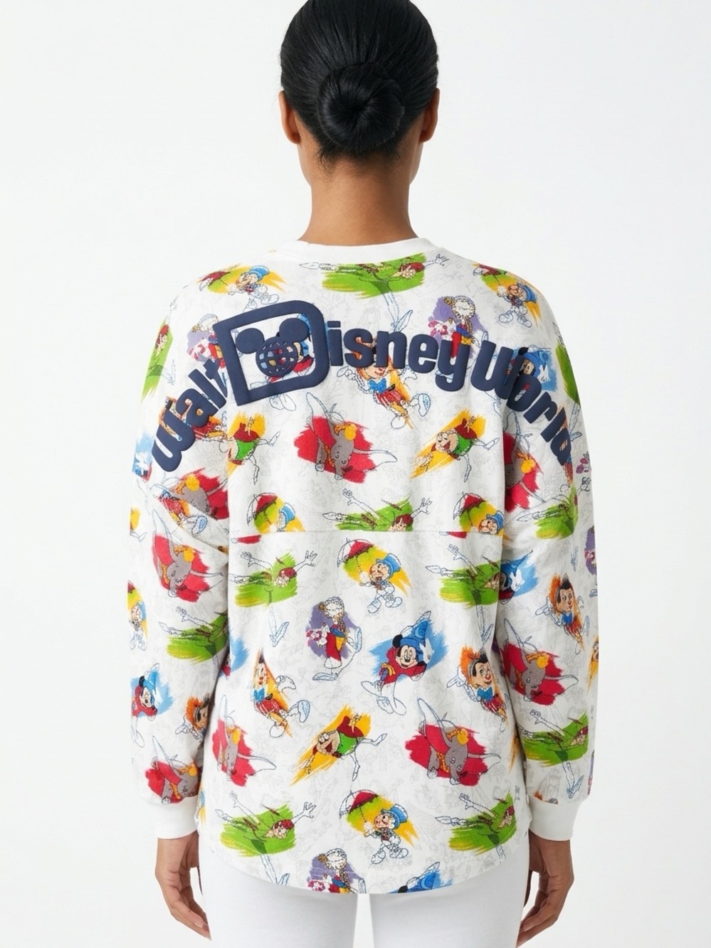 DISNEY X SPIRIT JERSEY | White Cartoon Print Long Sleeve Spirit Jersey Unisex XS